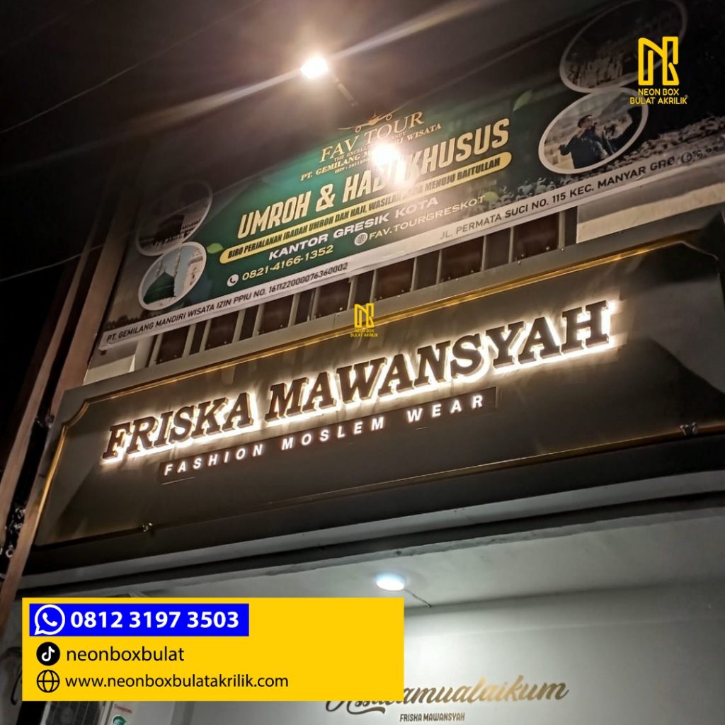 Jasa Huruf Timbul Neon untuk Toko Baju web