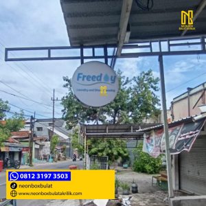 web Pemasangan Neonbox Bulat 2 Sisi Dengan Bracket
